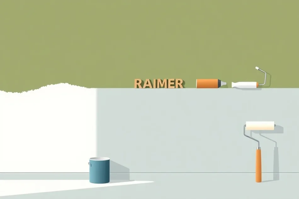 Outils de peinture disposés dans l'ordre des étapes du chantier